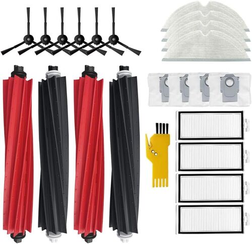 Kit d'accessoires pour roborock Q8 max Q8 max+ Q5 pro Robot Aspirateur 22 Packs brosses principales, filtres, brosses latérales, serpillières, sacs