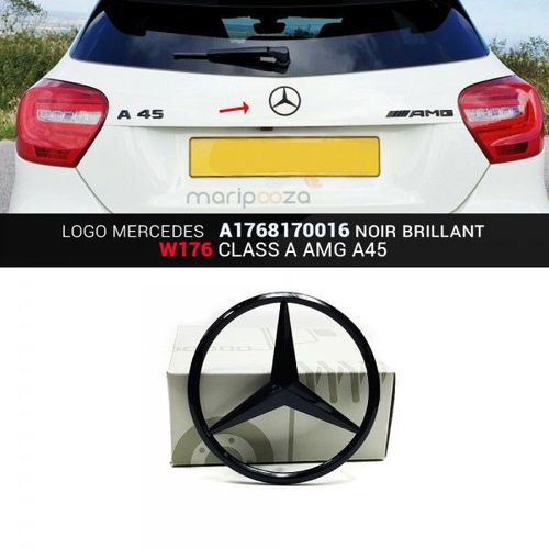 Emblème Logo Étoile Noir Brillant Pour Mercedes W176 Class A Amg A45 Ø82mm