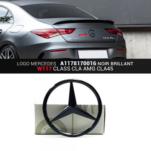 Emblème Logo Étoile Noir Brillant Pour Mercedes C117 Class Cla Amg C45 Ø82mm