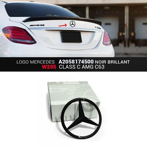 Emblème Logo Étoile Noir Brillant Pour Mercedes W205 Class C Amg C63 Ø82mm