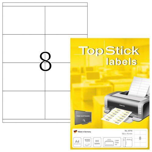 Top Stick Etiquette Universelle, 105 X 70 Mm, Blanc