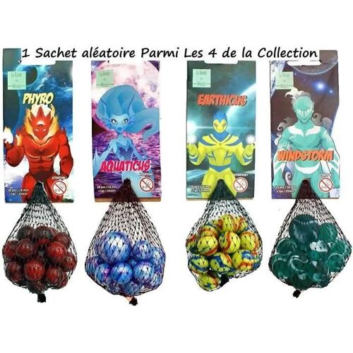 Un Sachet De 20 Billes + 1 Calot À Thème Pour Enfant Et Cours D'école (Aliens) - (1 Sachet Aléatoire Parmi Les 4 De La Collection)