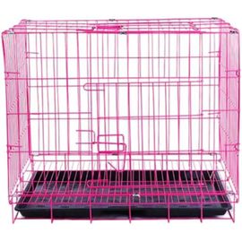 Cage Caisse De Chien En Métal Pliante- Chenil De Chien Toilette Pour Chat De Petite Et Moyenne Chien De Chat Intérieur Ourdoor (Rose) En Plastique Chien Caisse