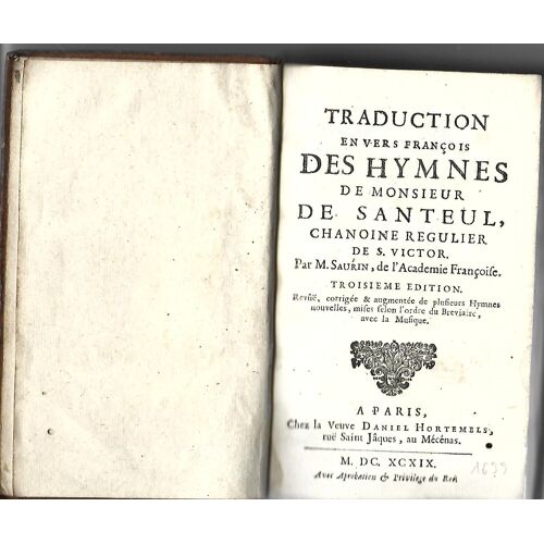 Traduction En Vers François Des Hymnes De Monsieur De Santeul, Chanoine Régulier De S. Victor