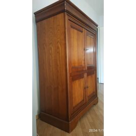 Meuble Hi-Fi Ancien En Bois Massif - 3 Portes - Finition Chêne Foncé - Vintage