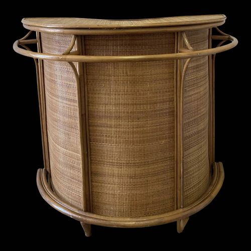 Bar En Rotin Des Annes 70 Beige
