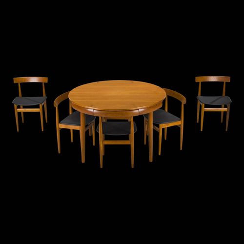 Table Extensible Et 6 Chaises En Teck Par Hans Olsen Pour Frem Rjle Bois