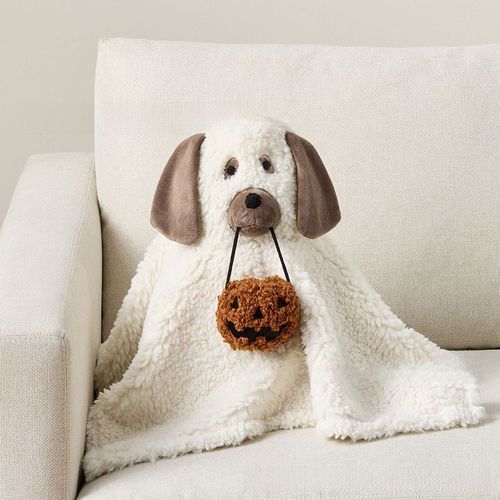 Coussin De Chien Fantôme Doug The Dog En Version Extraterrestre Décoration D'halloween Grand Poupée En Peluche Blanche Taille 30cm