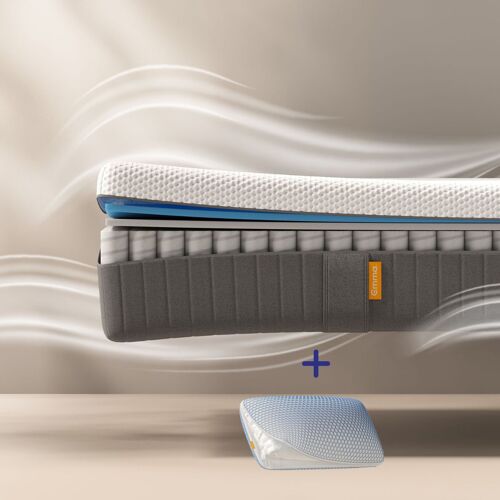 EMMA | Pack Matelas Original II Plus 90x200 + Oreiller Nuage Elite 70x40 | Ressorts + Mémoire de Forme | Housse Plus Respirante