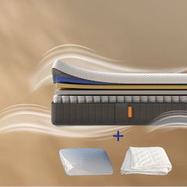 EMMA | Pack Matelas Hybride II Plus 80x200 + Oreiller Nuage Elite + Couette | Mémoire de Forme + Ressorts | Housse Plus Respirante