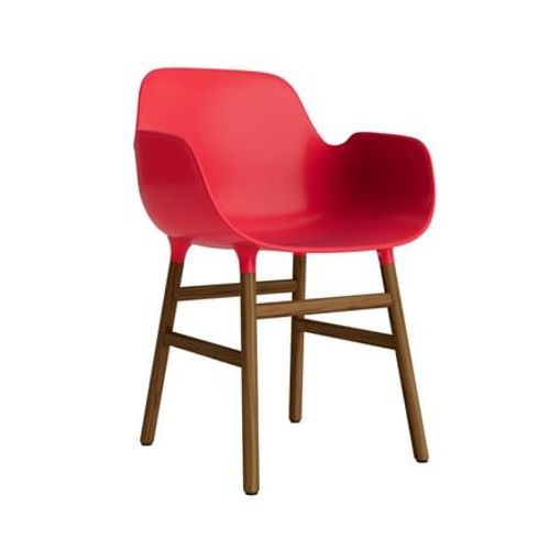 Fauteuil Form Avec Structure En Bois - Bright Red - Noyer