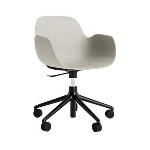 Fauteuil Pivotant À Roulettes Form - Light Grey - Aluminium Noir