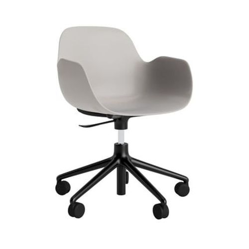 Fauteuil Pivotant À Roulettes Form - Warm Grey - Aluminium Noir