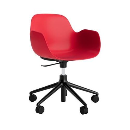 Fauteuil Pivotant À Roulettes Form - Bright Red - Aluminium Noir