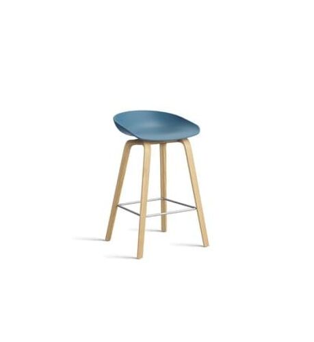 About a Stool AAS 32 - azure blue 2.0 - vernis à base d'eau - repose-pied acier inoxydable - Hauteur d'assise 65 cm - patins plastique