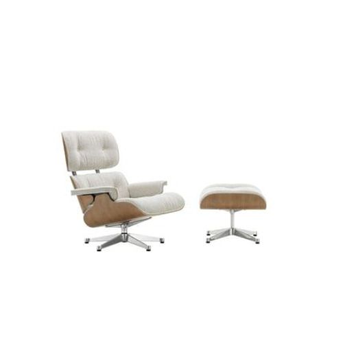 Vitra - Lounge Chair & Ottoman - Poli - Nubia Crème/Sable - Cerisier Américain - Dimensions Classiques - 84 Cm - Beige