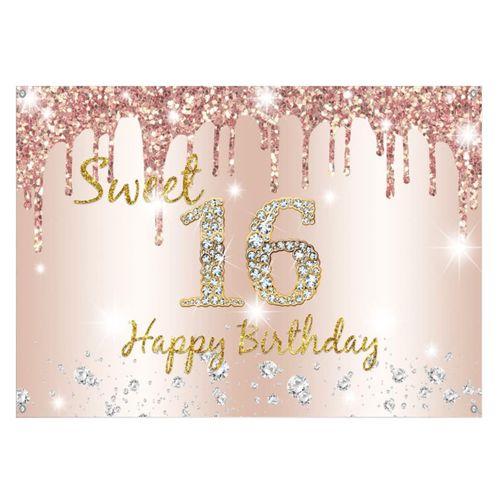 Bannière De Toile De Fond « Joyeux 16E Anniversaire » Pour Filles,Décorations D'Anniversaire Sweet 16,Affiche En Tissu Pour Intérieur Et Extérieur 150 Cm X 100 Cm