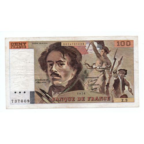 Billet De 100 Francs Delacroix, 1978 Modifié, F 69-01 B, Tb+