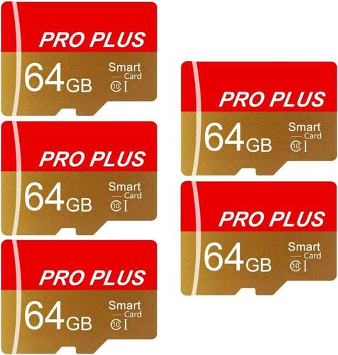 Lot De 5 Cartes Mémoire Tf Haute Vitesse 64 Go Avec Adaptateur Uhs-I C10 A1 Pour Tablette, Téléphone Mobile, Appareil Photo, Audio De Voiture, Console De Jeu, Tf162, 64 Go