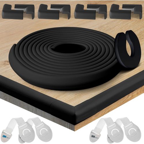 Protection D'angles Et Rebords Pour Bébés. Couverture Totale De 6,4 M Avec Protège-Angles Et 8 Protège Coin. 1 Bloque-Porte Et 4 Bloque-Tiroirs. Kit Mousse De Sécurité Meubles Enfants.[J19]