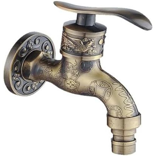 Robinet de jardin mural vintage en alliage de zinc, robinet décoratif rétro pour machine à laver et serpillière