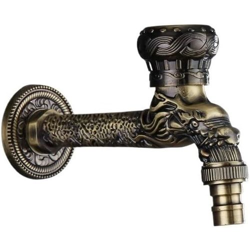 Robinet de jardin mural extérieur en laiton avec motif sculpté pour machines à laver et serpillières (B)