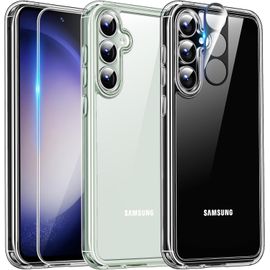 Coque Pour Samsung Galaxy S23 FE + 2x Vitre + 1 caméra Housse Silicone Transparent Verre Trempe Clear