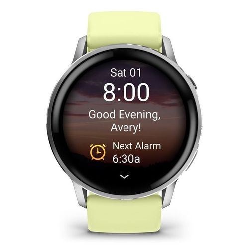 Montre connectée Garmin Venu 4 45 mm Gris et Argent avec bracelet silicone Jaune citron