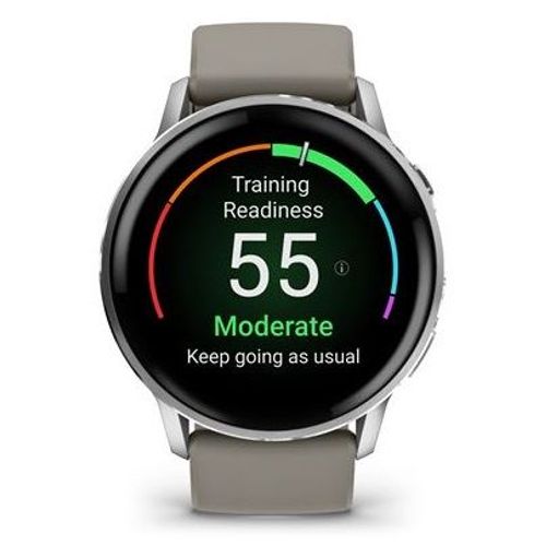 Montre connectée Garmin Venu 4 45 mm Noir et Argent avec bracelet silicone Gris