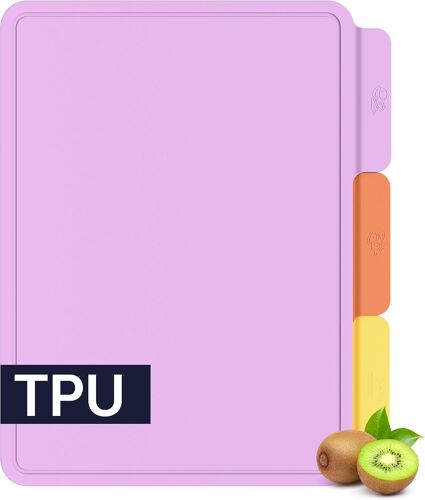 Lot De 3 Planches À Découper Flexibles En Tpu Avec Rigole, Antibactériennes, Sans Bpa, Surface Antidérapante, Compatibles Lave-Vaisselle