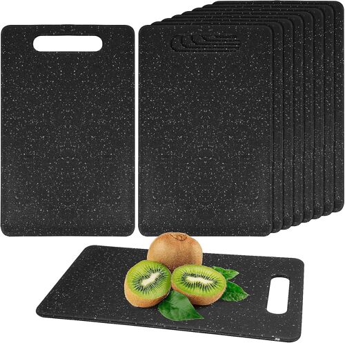 Lot De 8 Petites Planches À Découper En Plastique Noir Pour Cuisine, Mini Bar, Granit, Pour Camping, Viande, Légumes, Fruits, Sans Bpa, Passent Au Lave-Vaisselle, 15 X 25 Cm
