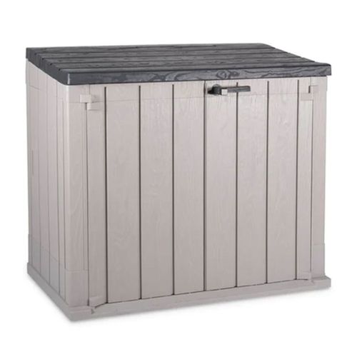 Coffre De Jardin Exterieur 1270l Gris Taupe Polypropyl?Ne Recycle 145 X 82 X H124 Cm 2 Portes + Capot Superieur Toomax