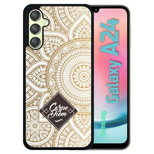 Coque Pour Galaxy A24 - Carpe Diem Modif Orient Fond Blanc - Silicone - Noir