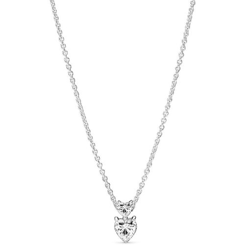 Timeless Clous D¿Oreilles C?Ur Double En Argent Sterling Avec Zircones Cubiques Transparentes