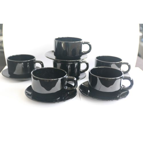 Arcoroc 6 Tasses Et 6 Sous Tasses Noir.
