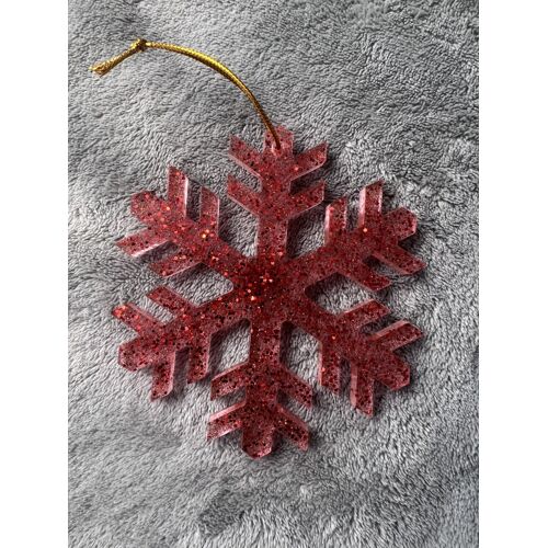Ornements Flocons De Neige En Résine Époxy, Rouge Paillettes Avec Sac De Rangement - Christmas Decoration - Large Red Glitter Snowflake