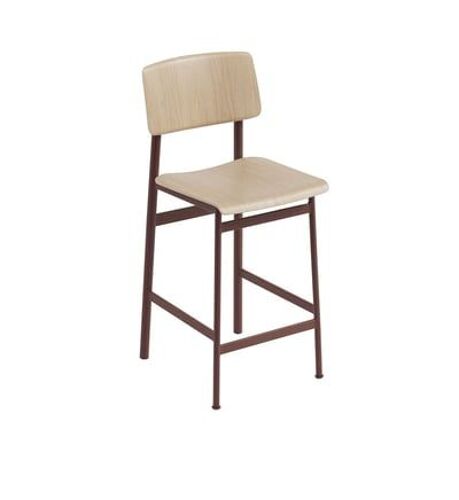 Muuto - Tabouret de bar Loft - Hauteur d'assise 65 cm - chêne / rouge profond - Rouge