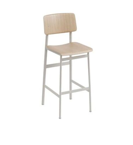 Muuto - Tabouret de bar Loft - Hauteur d'assise 75 cm - chêne / gris - Gris