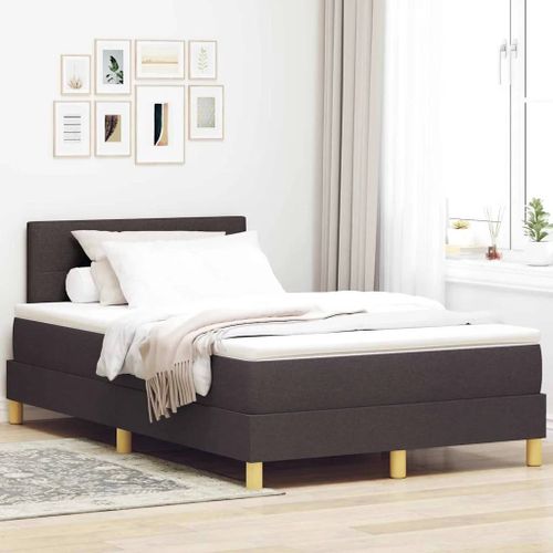 Vidaxl Lit À Ressorts Avec Matelas Marron Foncé 120 X 190 Cm Tissu
