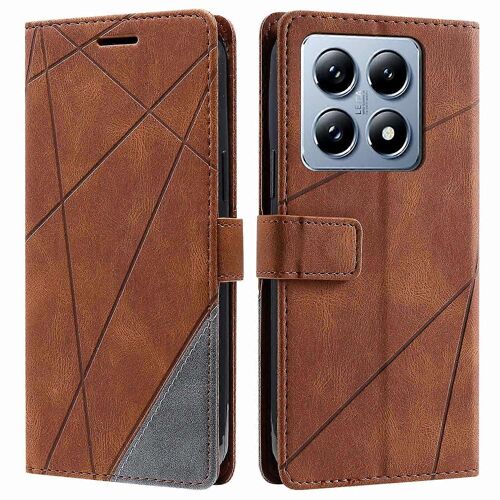 Pour Xiaomi 14T Pro Case Lignes Imprimées PU Cuir Épissage Portefeuille Couverture de Téléphone