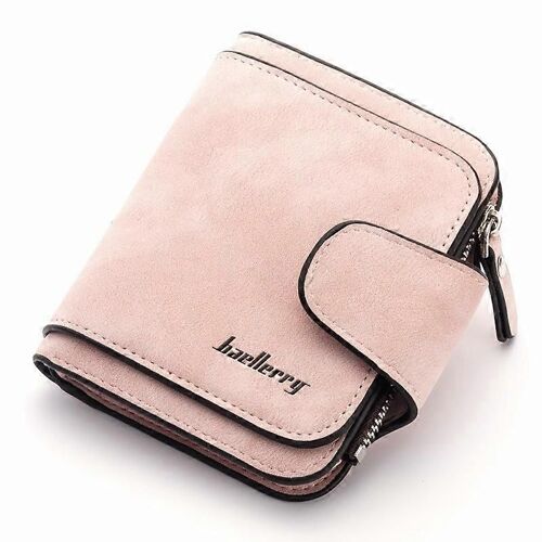 BAELLERRY N2346 Portefeuille pliable pour femmes Texture mate Fermeture éclair Poche Cartes Porte-argent Sac à main