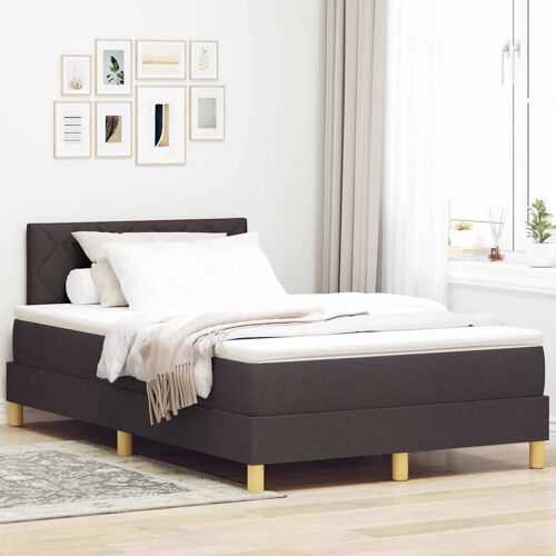 vidaXL Lit boxspring avec matelas Marron foncé 120 x 190 cm tissu
