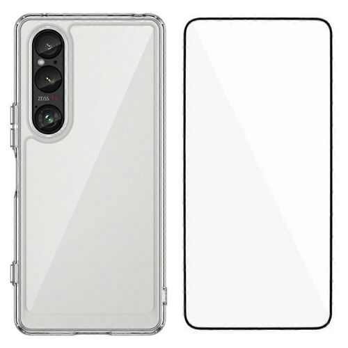 Série Wanlonfeng Mf Pour Sony Xperia 1 Vi Coque Tpu + Acrylique Couverture De Téléphone Transparente Avec Verre Trempé