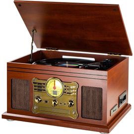 Platine Vinyle Bluetooth À Trois Vitesses Et Haut-Parleurs Stéré,Convertisseur De Vinyle Lp En Mp3 Avec Cd,Lecteur De Cassette,Radio Fm