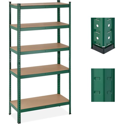 Étagère À Charge Lourde,5 Niveaux,Hlp 180X90X40 Cm,Supporte Jusqu¿À 875 Kg,Métal,Cave,Garage,Vert