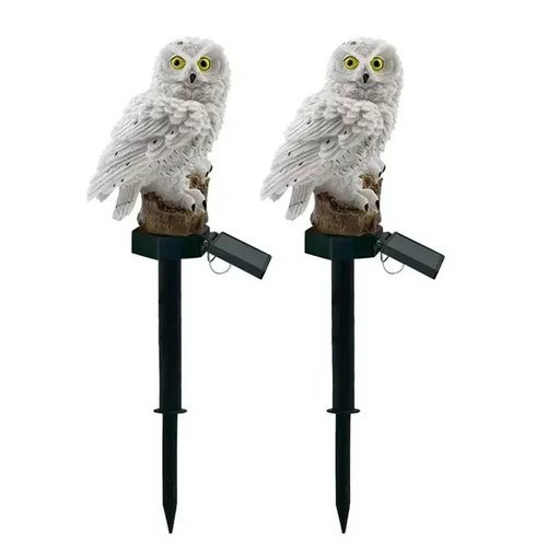 Lampe Solaire D'extérieur Led En Forme De Hibou, Luminaire Décoratif D'extérieur, Idéal Pour Une Pelouse, Une Décoration De Jardin Ou Une Noël, Étanche--White 2pcs