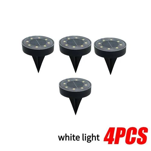 Spot Lumineux Led Solaire Encastrable Dans Le Sol, Imperméable Conforme À La Norme Ip68, Éclairage D'extérieur, Luminaire Décoratif De Paysage, Idéal Pour Un Jardin, Une Pelouse, Une Cour Ou Une Entrée--White Light-4 Pcs