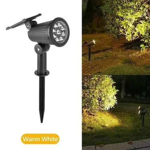 1/2/4 Pièces 9led Projecteur Solaire Extérieur Étanche Jardin Spots Paysage Voie Pelouse Lampe Décoration Pour Éclairage De Cour-2pcs-Warm Light