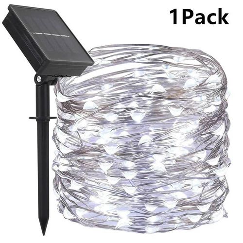 Guirxiété Lumineuse Solaire À Led Pour Décoration De Fête De Noël, Lumière Dégradée Extérieure, Guirxiété Étanche, Lampe De Jardin, 7m, 12m, 22 M, 32m-12m 100led-1xwhite
