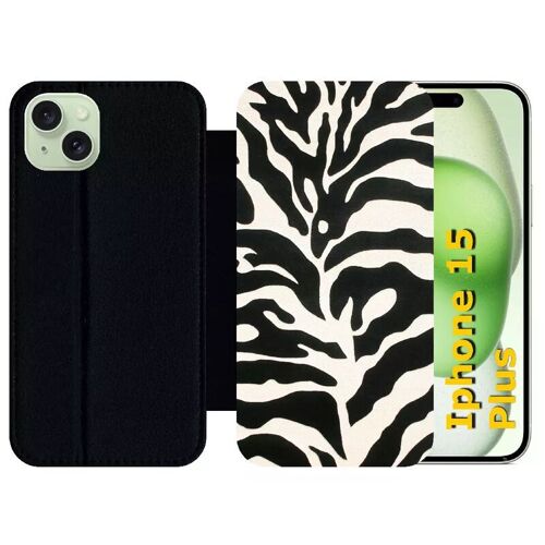 Etui À Rabat Pour Iphone 15 Plus - Zebré - Silicone - Noir